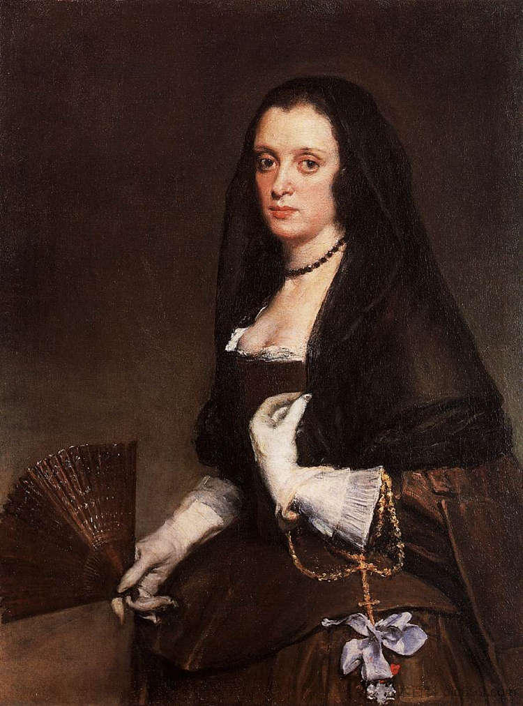 拿扇子的女士 The Lady with a Fan (c.1640)，迭戈·德·席尔瓦·委拉斯开兹