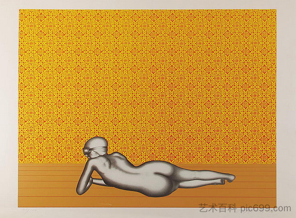 斜倚二 在墙纸前 Liegende II vor Tapete (1970)，迪特阿斯穆斯