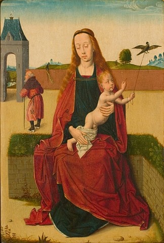 麦当娜和孩子在草凳上 Madonna and Child on a grass bench (c.1470)，迪里克·布茨