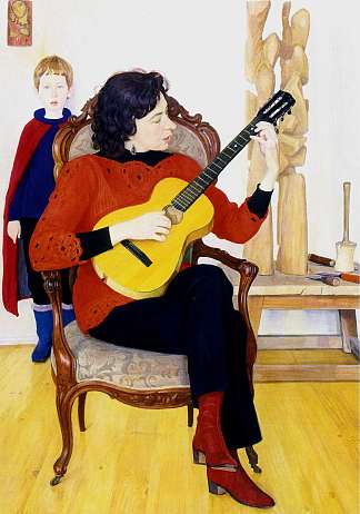巴甫洛娃与吉他的肖像 Portrait of Pavlova with guitar (1975; Russian Federation                     )，德米特里·日林斯基