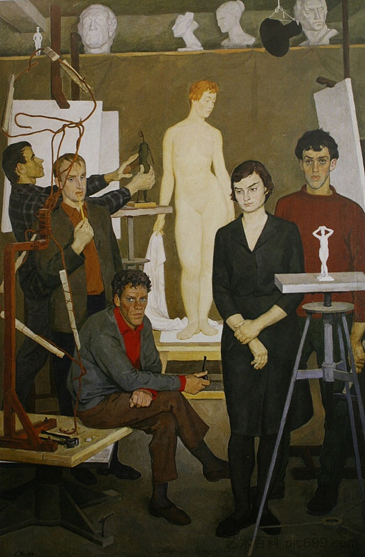 学生。在雕塑工作室 Students. In the sculpture studio (1966; Russian Federation  )，德米特里·日林斯基