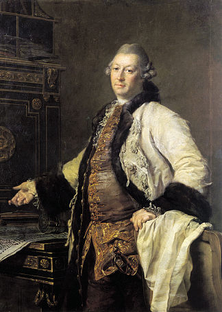 圣彼得堡艺术学院院长兼第一任院长亚历山大·科科里诺夫的肖像。 Portrait of Alexander Kokorinov, Director and First Rector of the Academy of Arts in St. Petersburg. (1769)，德米特里莱维茨基