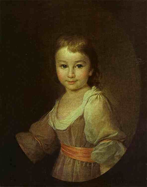 普拉斯科维娅·沃龙佐娃伯爵夫人小时候的肖像 Portrait of Countess Praskovya Vorontsova as a Child (c.1790)，德米特里莱维茨基