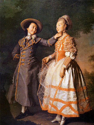 E.N.赫鲁什霍娃和E.N.霍万斯卡娅公主的肖像 Portrait of E. N. Khruschova and Princess E. N. Khovanskaya (1773)，德米特里莱维茨基