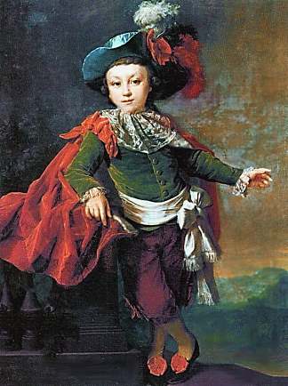 F.P.马克罗夫斯基的肖像在化装舞会服装 Portrait of F.P. Makerovskiy in masquerade costume (1789)，德米特里莱维茨基