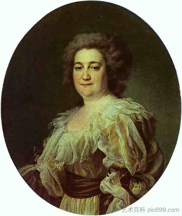 艺术家妻子N. Y. Levitzkaya的肖像 Portrait of N. Y. Levitzkaya, Artist's Wife (c.1785)，德米特里莱维茨基