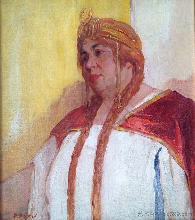 赫里斯蒂娜·莫尔福娃的肖像 Portrait of Hristina Morfova (c.1920; Bulgaria  )，多布里·杜波夫