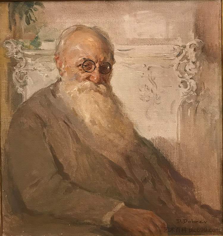 艺术家伊万·姆尔克维奇卡的肖像 Portrait of Artist Ivan Mrkvička (1929; Bulgaria  )，多布里·杜波夫