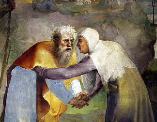 安妮和约阿钦在金门的会面（局部） The Meeting of Anne and Joachin at the Golden Gate (detail) (c.1514)，多梅尼科·贝卡富米