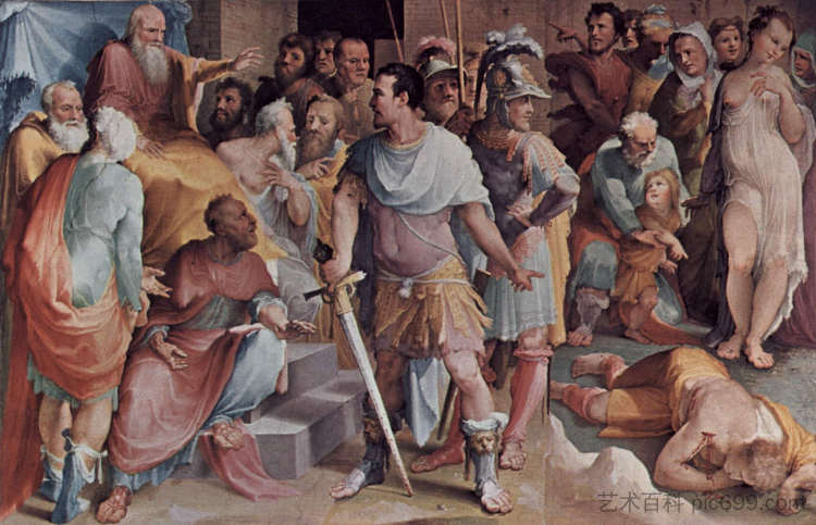 Gaius Servilius Ahala 将 Spurius Maelius 的尸体赠送给辛辛那图斯 Gaius Servilius Ahala presents the body of Spurius Maelius to Cincinnatus (1535),多梅尼科·贝卡富米