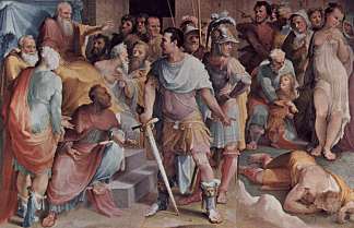 Gaius Servilius Ahala 将 Spurius Maelius 的尸体赠送给辛辛那图斯 Gaius Servilius Ahala presents the body of Spurius Maelius to Cincinnatus (1535)，多梅尼科·贝卡富米