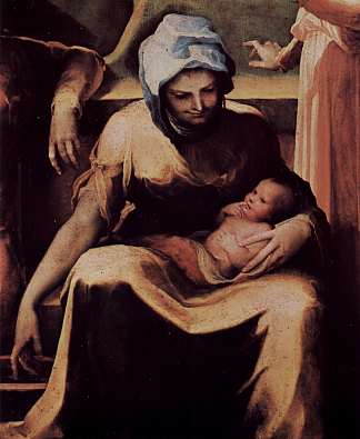 圣母的诞生（局部） Birth of the Virgin (detail) (c.1540)，多梅尼科·贝卡富米