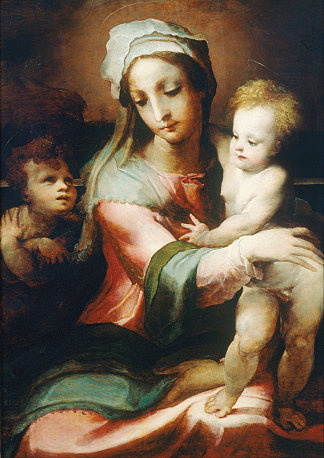 麦当娜和孩子与婴儿施洗约翰 Madonna and Child with Infant John the Baptist (c.1542)，多梅尼科·贝卡富米