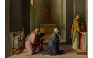 锡耶纳圣凯瑟琳的奇迹圣餐 The Miraculous Communion of Saint Catherine of Siena (1513; Italy                     )，多梅尼科·贝卡富米