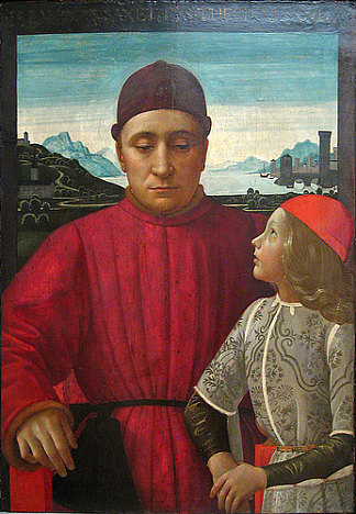 弗朗切斯科·萨塞蒂和他的儿子特奥多罗 Francesco Sassetti and His Son Teodoro (c.1487)，多梅尼科·基兰达约