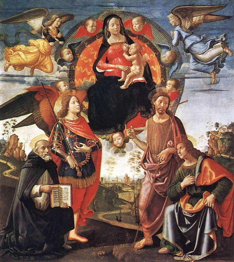 圣母与圣徒的荣耀 Madonna in Glory with Saints (c.1490)，多梅尼科·基兰达约