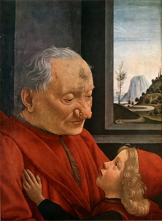 老人与一个小男孩 Old Man with a Young Boy (c.1490)，多梅尼科·基兰达约