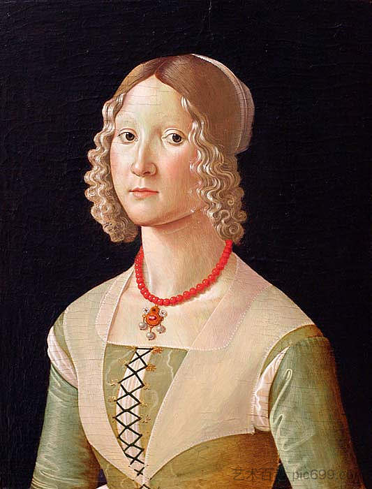 乔瓦内·唐娜的肖像 Portrait of Giovane Donna (c.1487 - c.1488)，多梅尼科·基兰达约