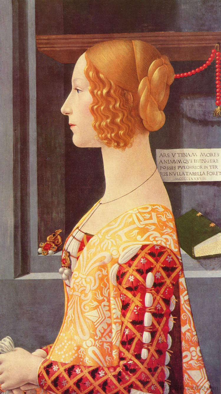 乔凡娜·托尔纳布奥尼的肖像 Portrait of Giovanna Tornabuoni (1489 - 1490)，多梅尼科·基兰达约