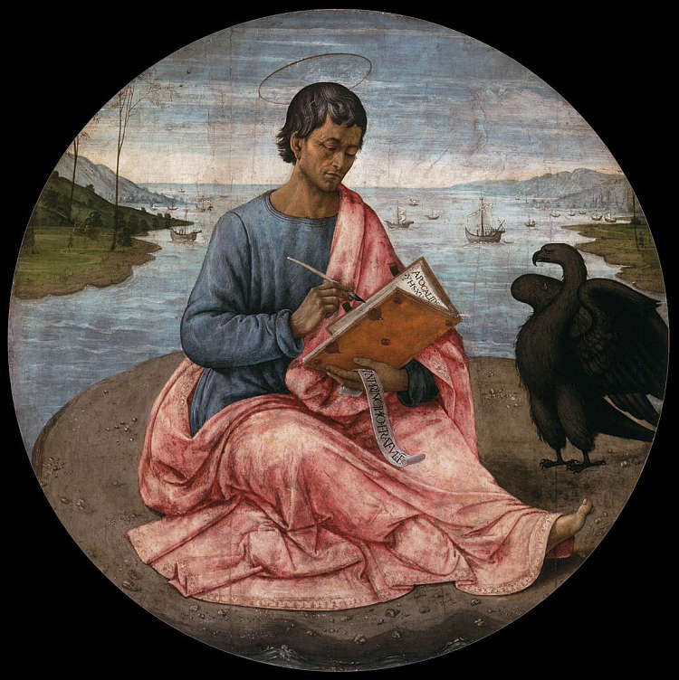 拔摩岛上的福音传教士圣约翰 St. John the Evangelist on the Island of Patmos (1480 - 1485)，多梅尼科·基兰达约