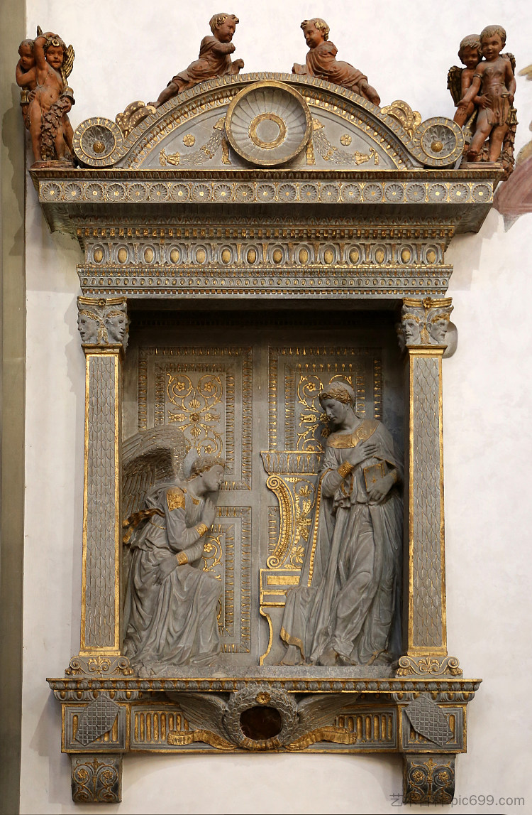 天使报喜卡瓦尔坎蒂 Annunciazione Cavalcanti (c.1435; Italy  )，多纳泰罗