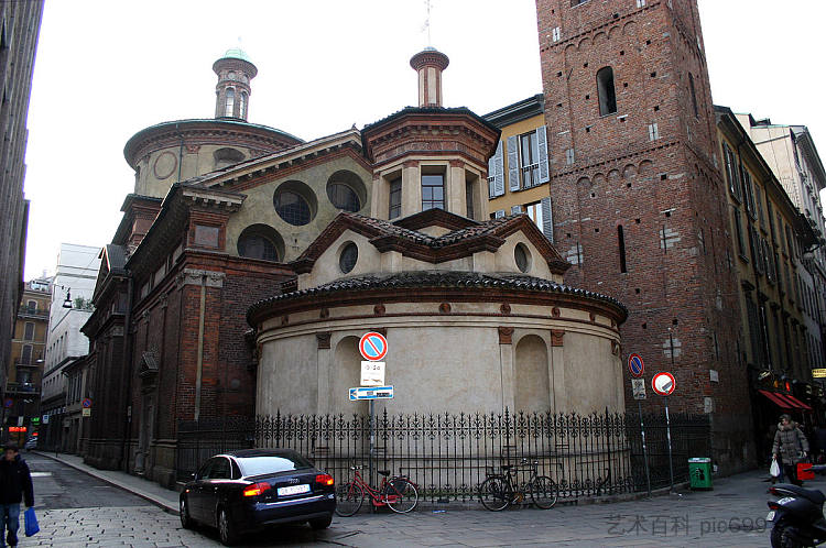 圣玛丽亚普雷索圣萨蒂罗 - 布拉曼特假后殿 Santa Maria presso San Satiro - Bramante false apse (c.1482)，多纳托·布拉曼特