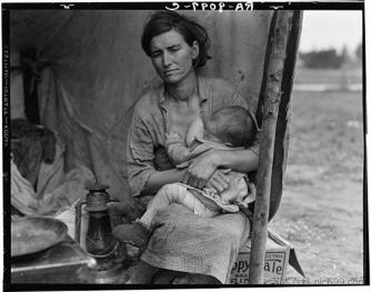 移民母亲，加利福尼亚州尼波莫 Migrant Mother, Nipomo, California (1936)，多萝西娅·兰格