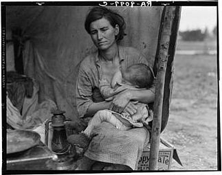 移民母亲，加利福尼亚州尼波莫 Migrant Mother, Nipomo, California (1936)，多萝西娅·兰格