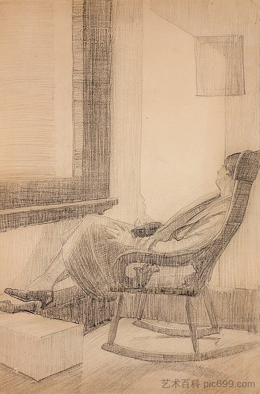 一个坐在窗边的女人的素描 Sketch of a Woman Sitting by A Window (1927)，多里特·布莱克