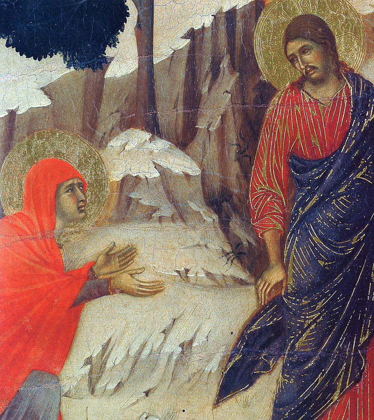 基督向抹大拉的马利亚显现（片段） Christ Appearing to Mary Magdalene (Fragment) (1308 - 1311)，杜乔·迪·博尼塞尼亚