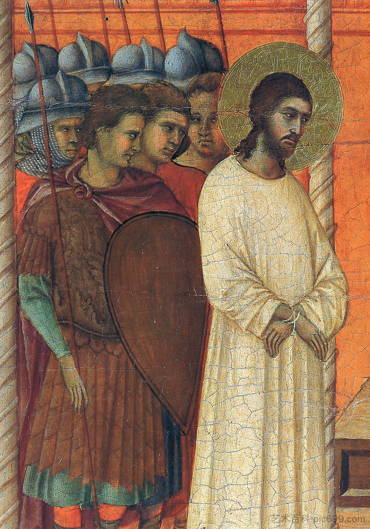 彼拉多之前的基督（片段） Christ before Pilate (Fragment) (1308 - 1311)，杜乔·迪·博尼塞尼亚