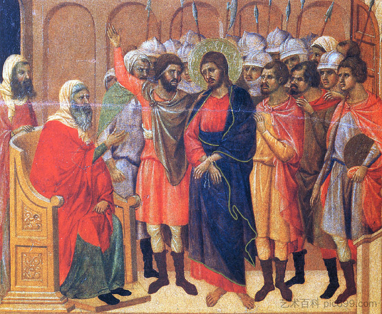 基督在安娜面前 Christ in front of Anna (1308 - 1311),杜乔·迪·博尼塞尼亚