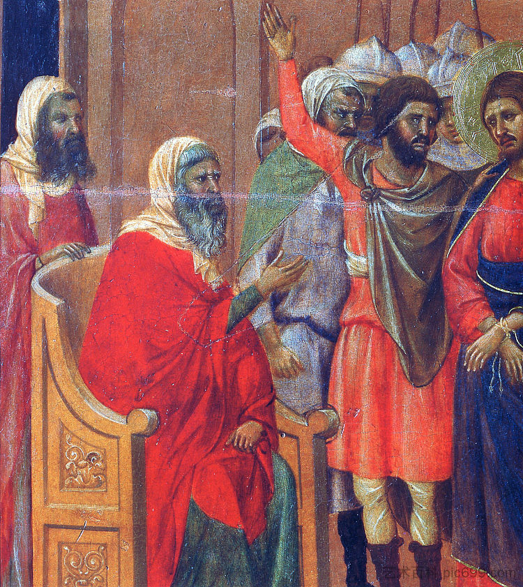 安娜面前的基督(片段) Christ in front of Anna (Fragment) (1308 - 1311),杜乔·迪·博尼塞尼亚