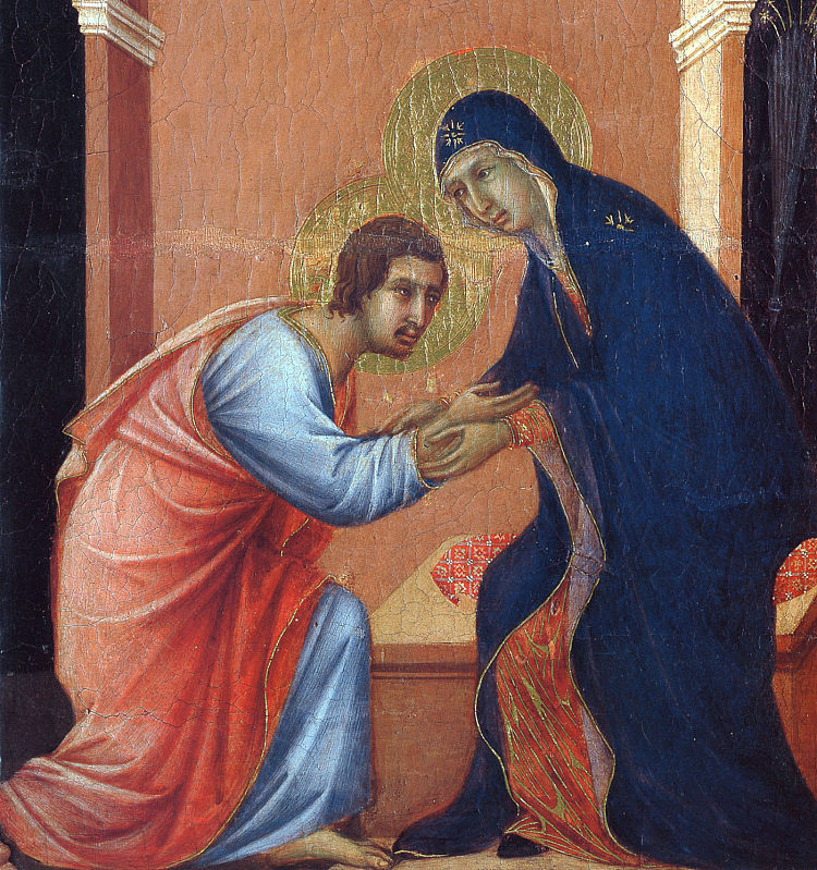 使徒到圣母（片段） The arrival of the apostles to the Virgin (Fragment) (1308 - 1311)，杜乔·迪·博尼塞尼亚