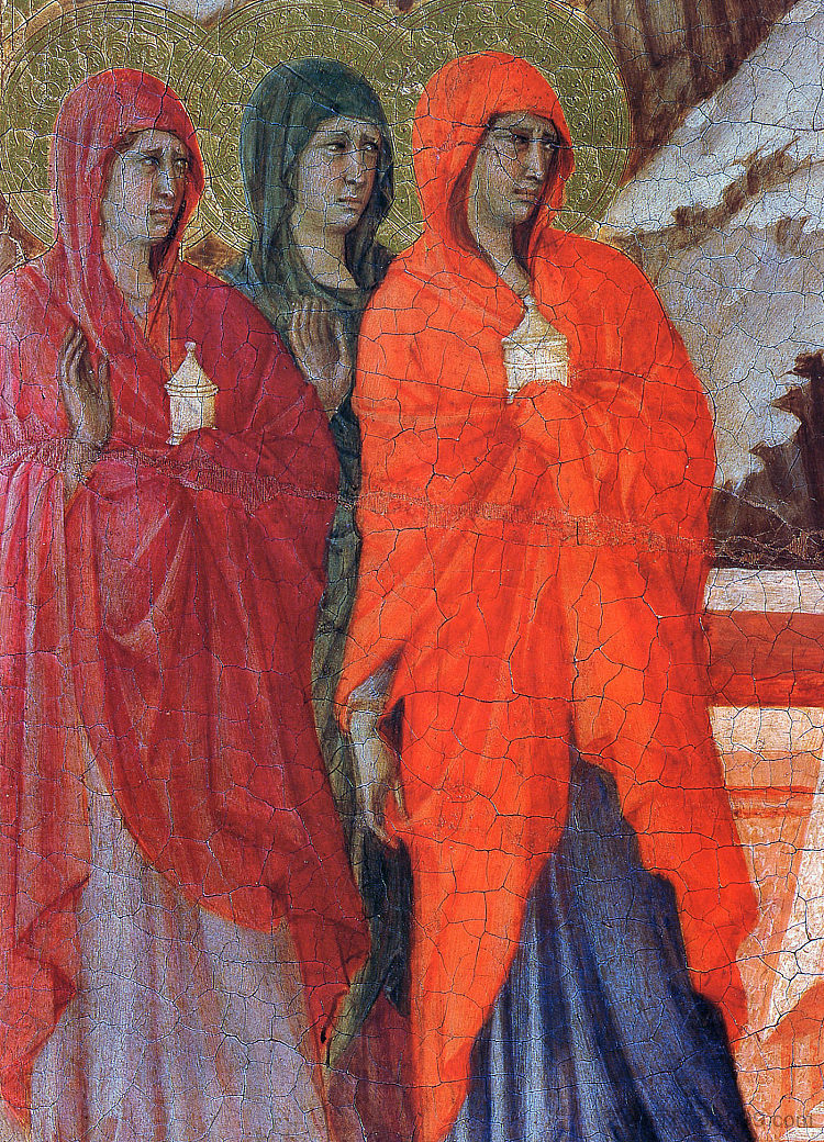 坟墓前的三个玛丽（片段） The Three Marys at the Tomb (Fragment) (1308 - 1311)，杜乔·迪·博尼塞尼亚