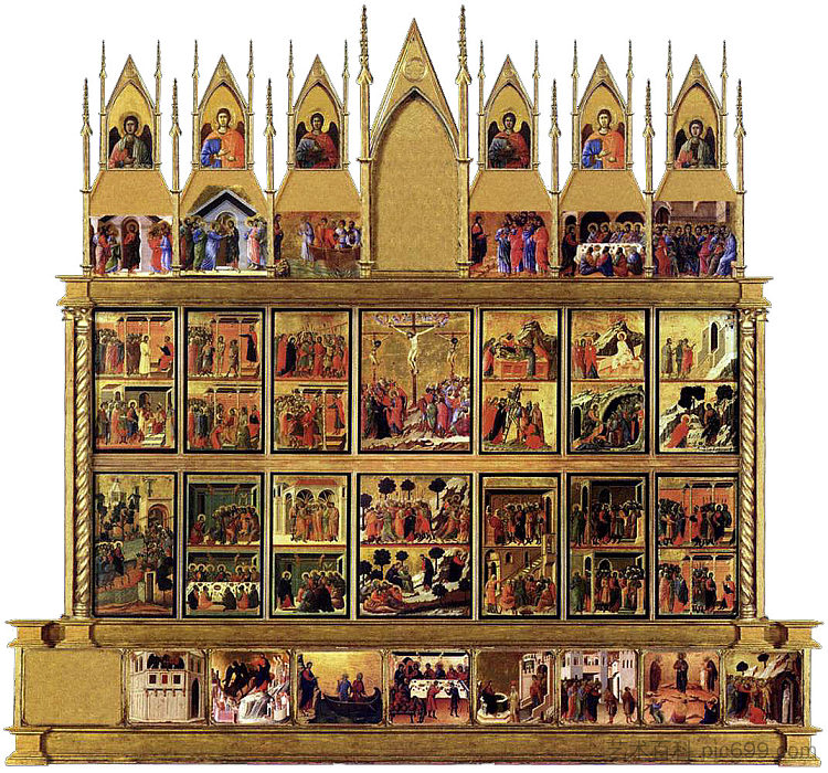 基督生平的场景（祭坛画的背面） scenes from the Life of Christ (back side of altarpiece) (1308 - 1311)，杜乔·迪·博尼塞尼亚