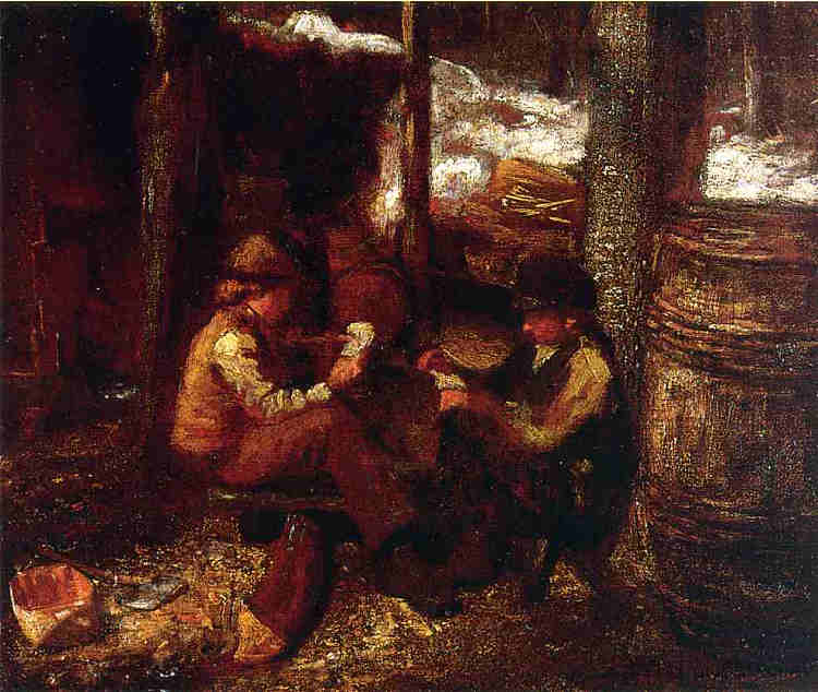 在枫糖营 At the Maple Sugar Camp (1870)，伊斯特曼·约翰逊