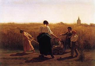 复制朱尔斯·布列塔尼的《Le Deoff les Champs》 Copy after Jules Breton’s ‘Le Depart les Champs’ (1865)，伊斯特曼·约翰逊