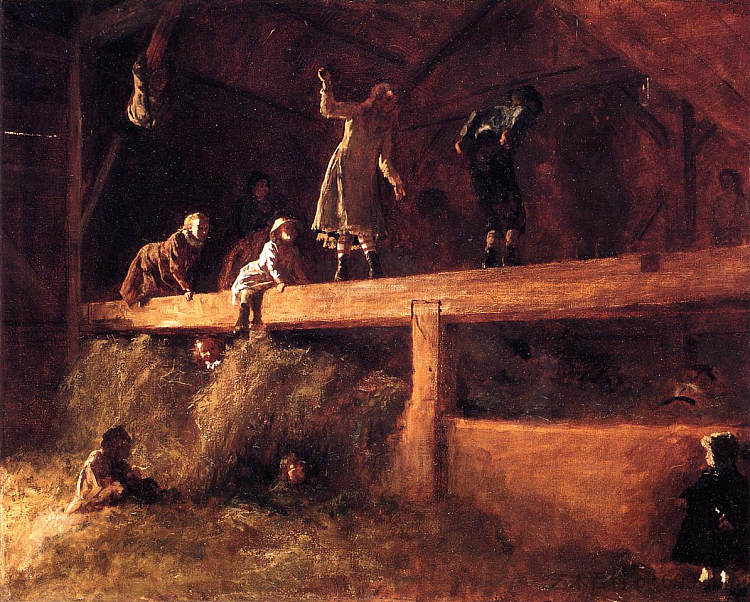 在干草阁楼 In the Hayloft (1878)，伊斯特曼·约翰逊