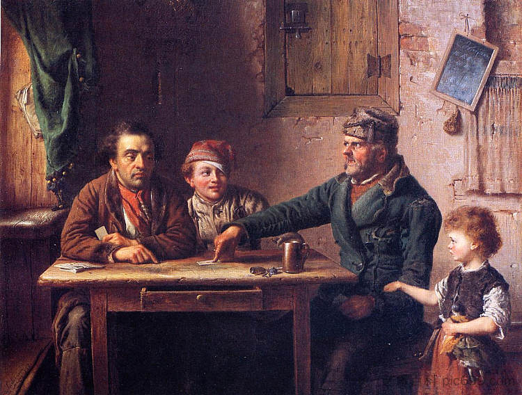 纸牌玩家 The Card Players (1853)，伊斯特曼·约翰逊