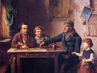纸牌玩家 The Card Players (1853)，伊斯特曼·约翰逊