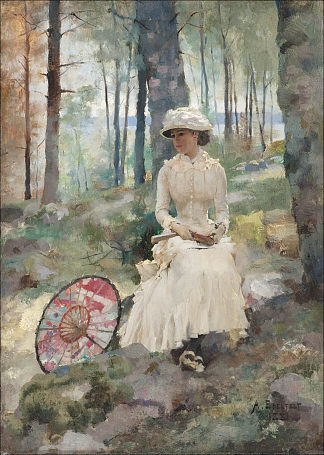 在桦树下 Under the Birches (1881)，阿尔伯特·埃德尔费尔特