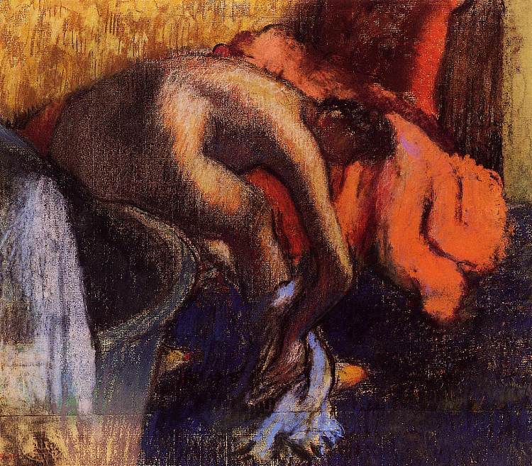沐浴后，女士擦腿 After Bathing, Woman Drying Her Leg (1893)，埃德加·德加
