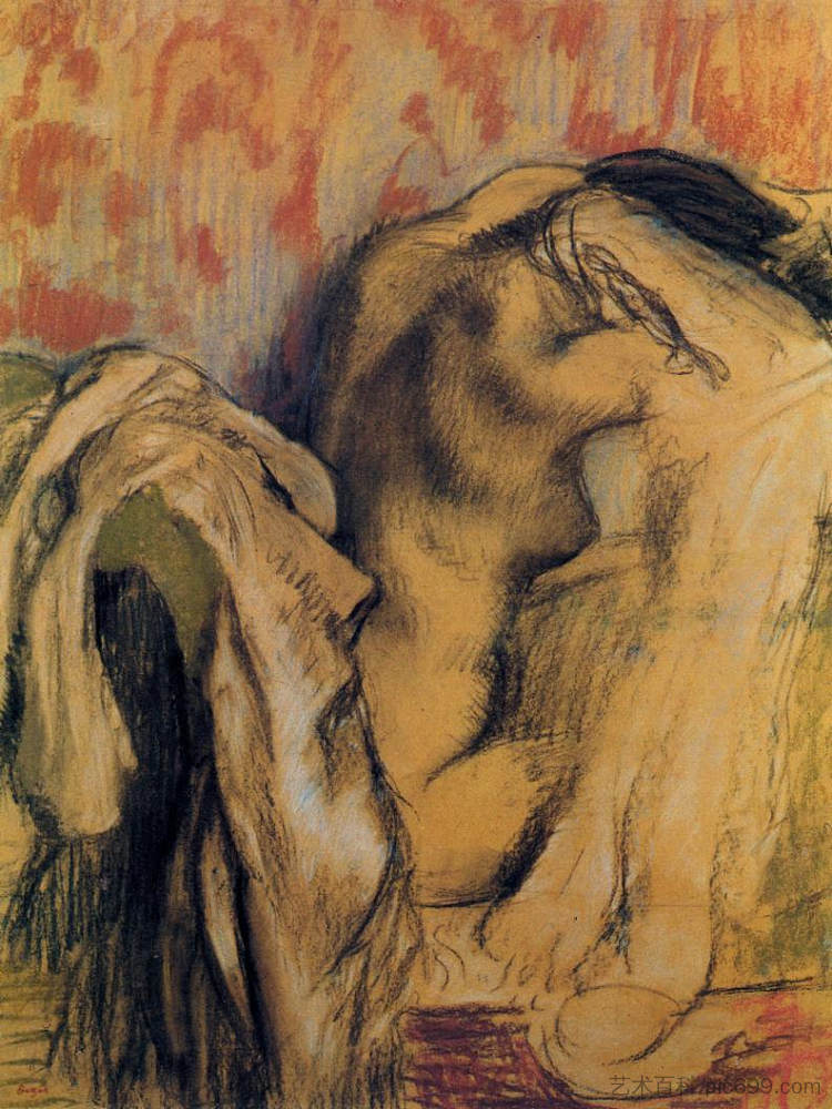 沐浴后,妇女擦干身体 After Bathing, Woman Drying Herself (c.1905 - c.1907),埃德加·德加