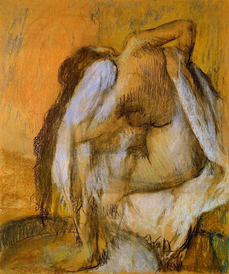 沐浴后,妇女擦干身体 After Bathing, Woman Drying Herself (c.1895 - c.1905),埃德加·德加