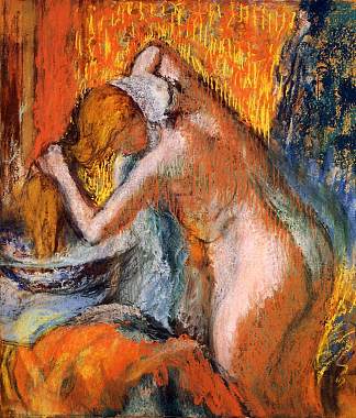 洗完澡后，女人在擦头发 After the Bath, Woman Drying Her Hair (c.1903)，埃德加·德加