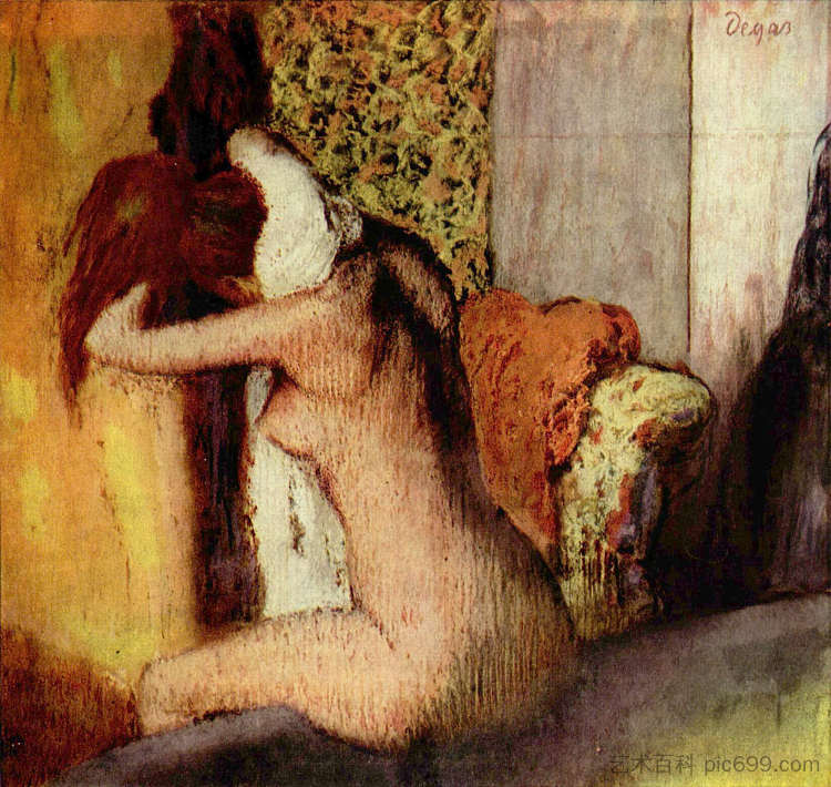 洗完澡后,女人在晒她的颈背 After the Bath, Woman Drying Her Nape (1895),埃德加·德加