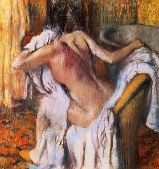 洗完澡后，女人在擦身 After the Bath, Woman Drying Herself (1892)，埃德加·德加