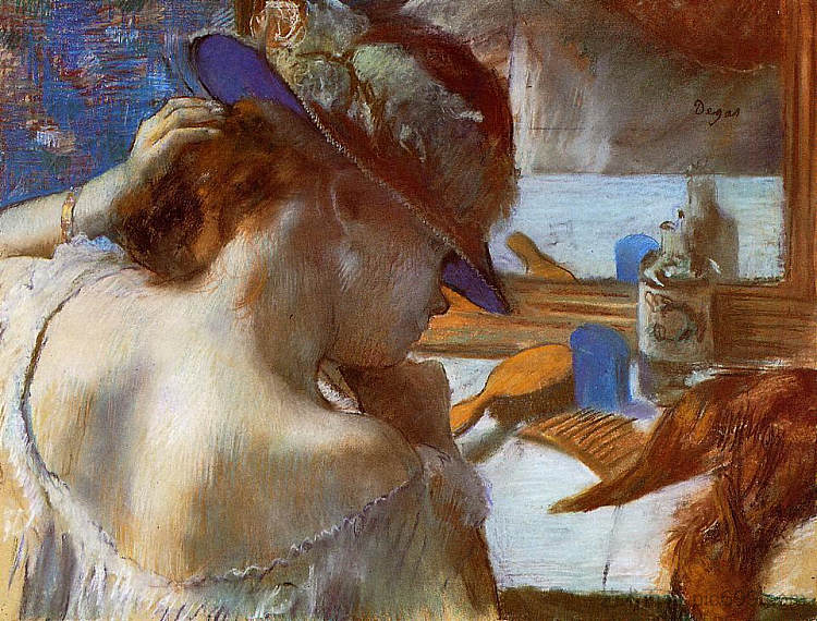 《镜报》 At the Mirror (c.1885 - c.1886),埃德加·德加