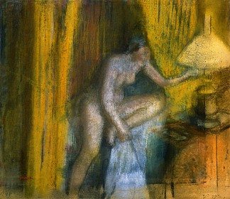 就寝时间（女人熄灯） Bedtime (Woman Extinguishing Her Lamp) (c.1883)，埃德加·德加